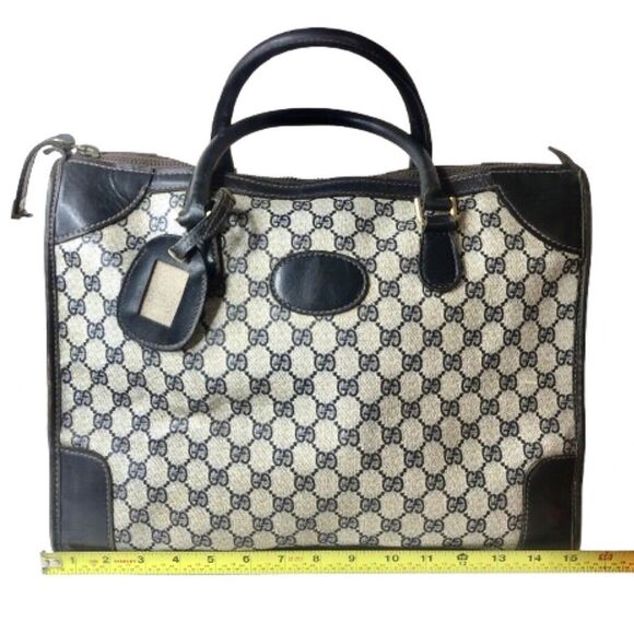 M GUCCI GG SUPREME Navy Rolled Handle Doctors Work Travel Bag w Dust Bag COA - Picture 15 of 17